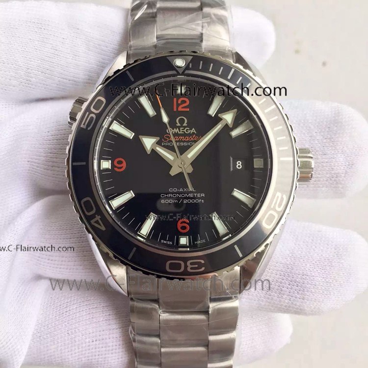 Omega Seamaster Swiss Replica Watch SS Black Face